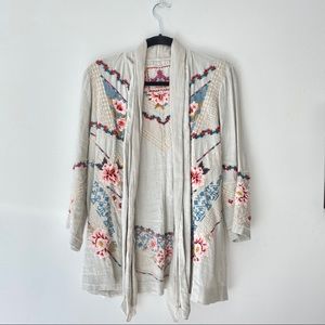 Johnny Was Grey Embroidered Collared Jacket